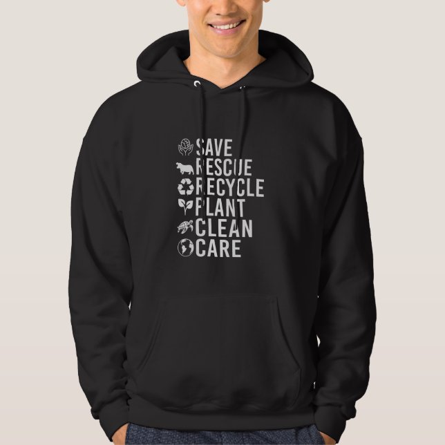 Spara Bees Rädding Animals Återvinna Plastic Earth Hoodie (Framsida)