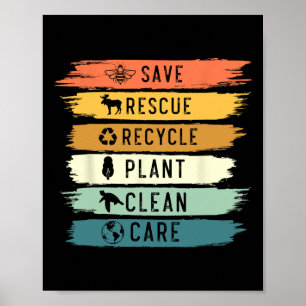 Spara Bees Rädding Animals Återvinna Plastic Earth Poster