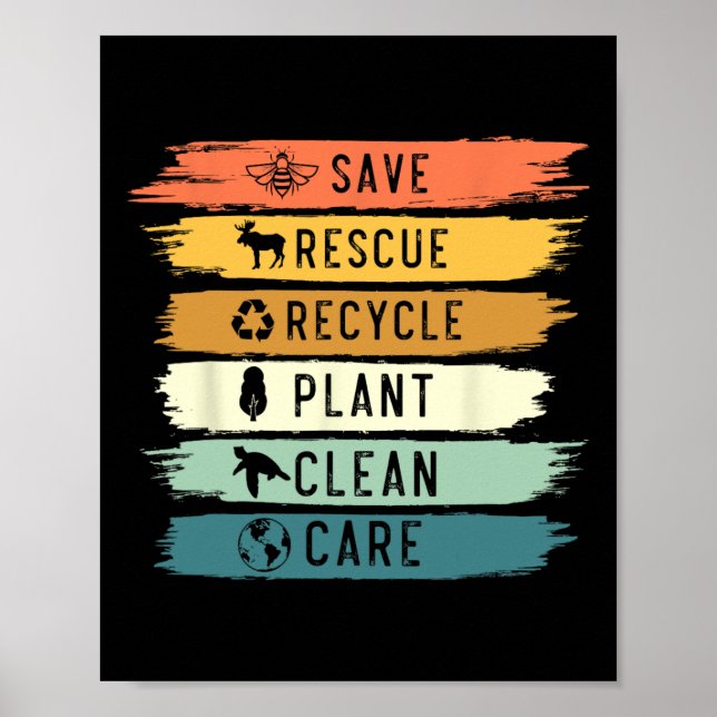 Spara Bees Rädding Animals Återvinna Plastic Earth Poster (Framsidan)