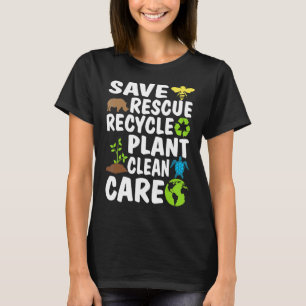 Spara Bees Rädding Animals Återvinna Plastic Earth T Shirt