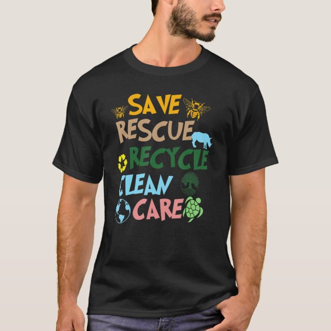 Spara Bees Rädding Animals Återvinna Plastic Graph T Shirt (Framsida)