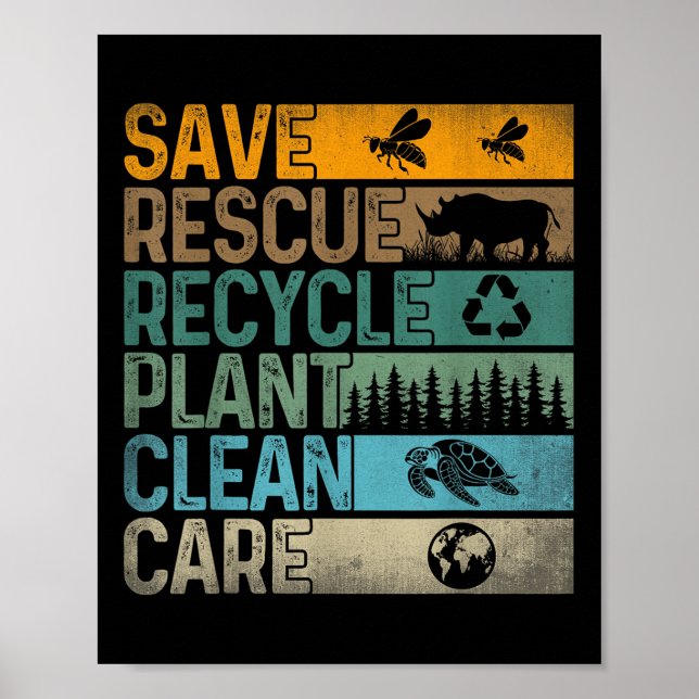Spara Bees Rädding Animals Återvinna Plastics Roli Poster (Framsidan)