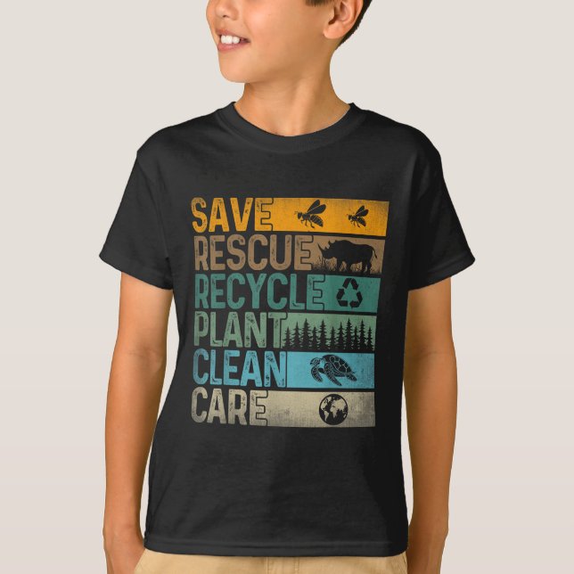 Spara Bees Rädding Animals Återvinna Plastics Roli T Shirt (Framsida)