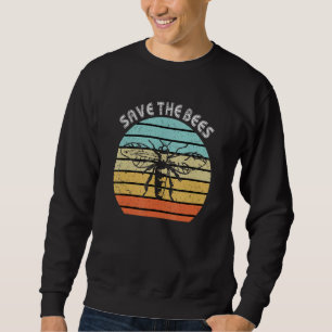 Spara Bees Shirt Retro Stil Bee Klimatförändring Lång Ärmad Tröja