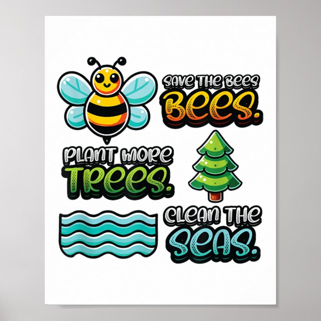 Spara Bes Plant Träd Clean Seas Environmental Pro Poster (Framsidan)