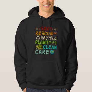 Spara Bes Rädding Animals Återvinna Plastict Earth Hoodie