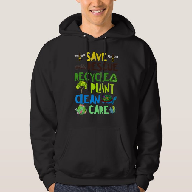 Spara Bes Rädding Animals Återvinna Plastict Earth Hoodie (Framsida)