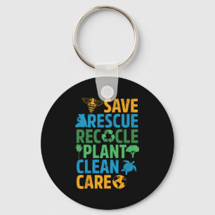 Spara Bes Rädding Animals Återvinna Plastict Earth Nyckelring