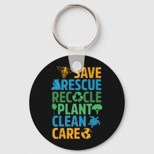 Spara Bes Rädding Animals Återvinna Plastict Earth Nyckelring