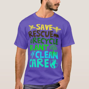 Spara Bes Rädding Animals Återvinna Plastict Earth T Shirt