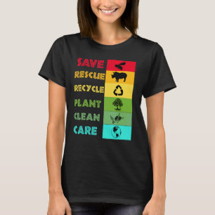 Spara Bes Rädding Animals Återvinna Plastict Earth T Shirt