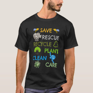 Spara Bes Rädding Animals Återvinna Plastict Earth T Shirt
