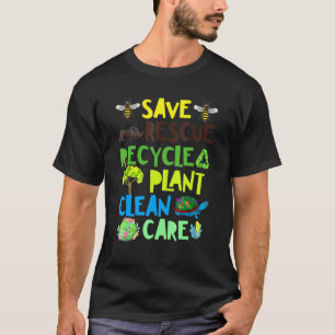Spara Bes Rädding Animals Återvinna Plastict Earth T Shirt