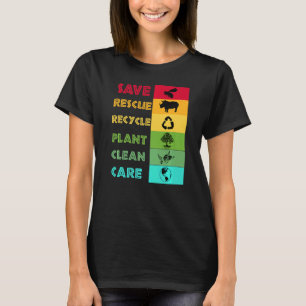 Spara Bes Rädding Animals Återvinna Plastict Earth T Shirt