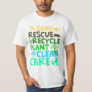 Spara Bes Rädding Animals Återvinna Plastict Earth T Shirt