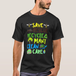 Spara Bes Rädding Animals Återvinna Plastict Earth T Shirt