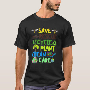 Spara Bes Rädding Animals Återvinna Plastict Earth T Shirt