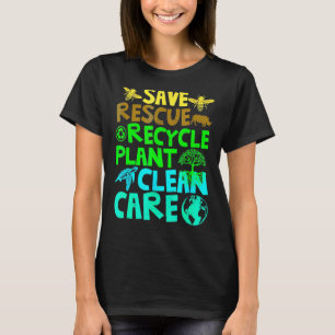 Spara Bes Rädding Animals Återvinna Plastict Earth T Shirt
