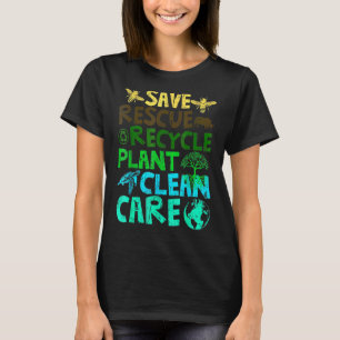 Spara Bes Rädding Animals Återvinna Plastict Earth T Shirt
