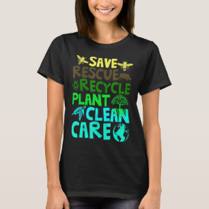 Spara Bes Rädding Animals Återvinna Plastict Earth T Shirt