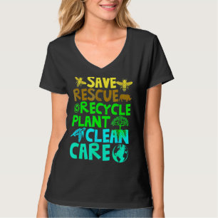 Spara Bes Rädding Animals Återvinna Plastict Earth T Shirt