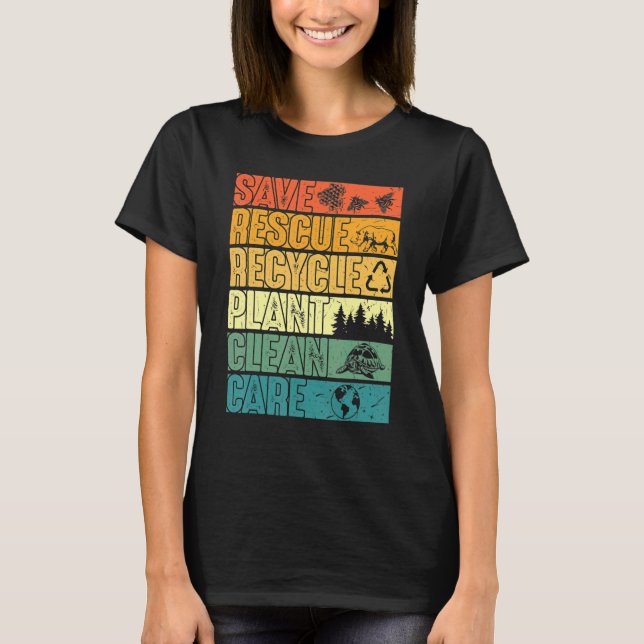 Spara Bes Rädding Animals Plant Träd Clean Seas Ca T Shirt (Framsida)