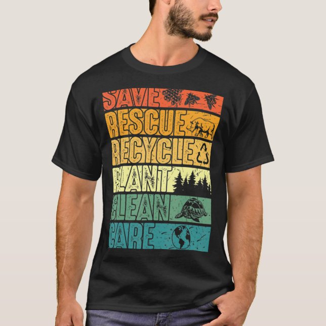 Spara Bes Rädding Animals Plant Träd Clean Seas Ca T Shirt (Framsida)