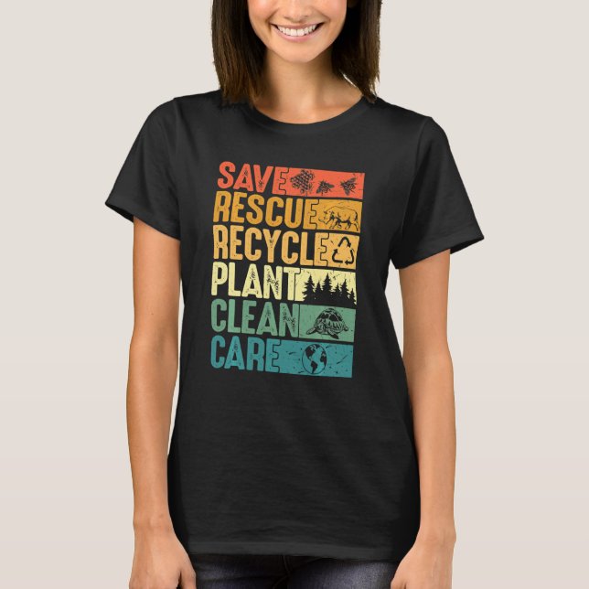 Spara Bes Rädding Animals Plant Träd Clean Seas Ca T Shirt (Framsida)