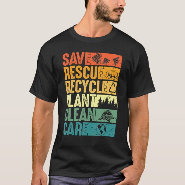 Spara Bes Rädding Animals Plant Träd Clean Seas Ca T Shirt (Framsida)