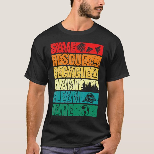 Spara Bes Rädding Animals Plant Träd Clean Seas Ca T Shirt (Framsida)