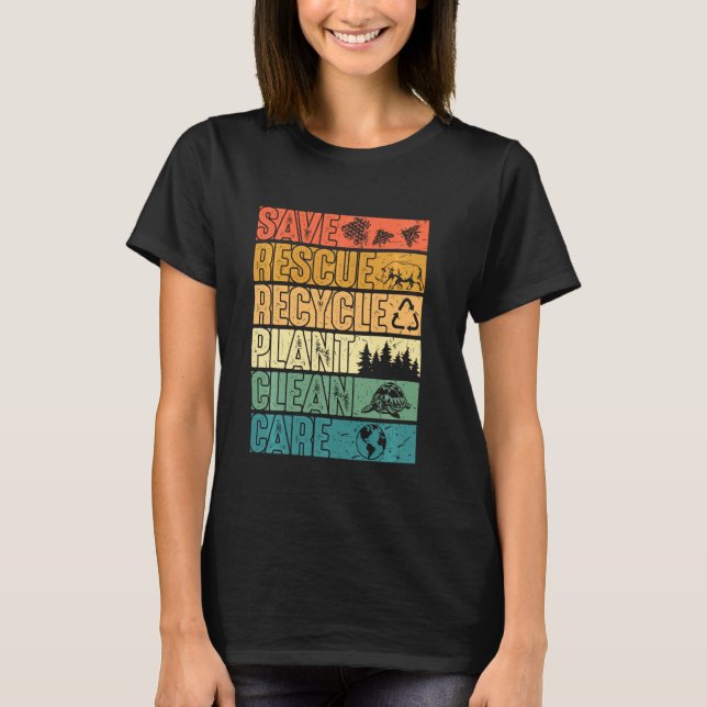 Spara Bes Rädding Animals Plant Träd Clean Seas Ca T Shirt (Framsida)