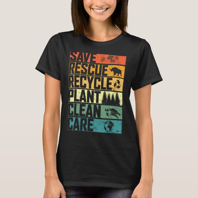 Spara Bes Rädding Animals Plant Träd Clean Seas Ca T Shirt (Framsida)