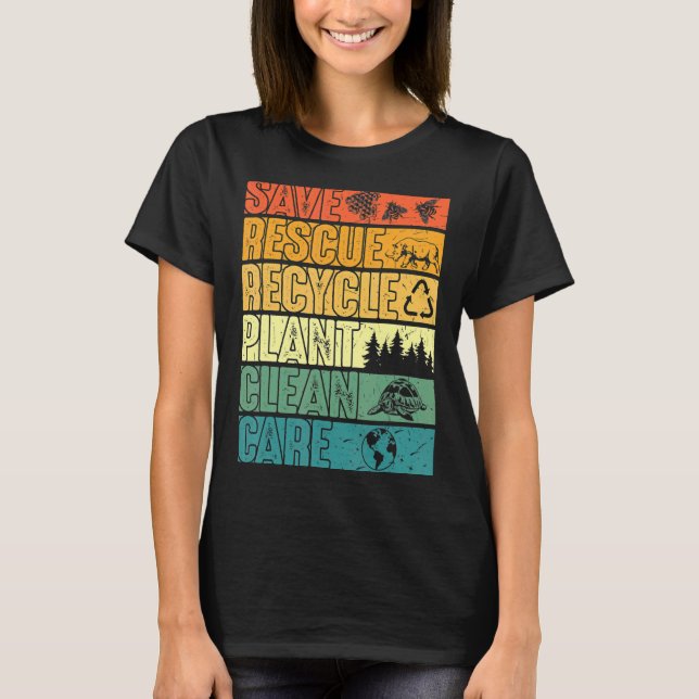 Spara Bes Rädding Animals Plant Träd Clean Seas Ca T Shirt (Framsida)