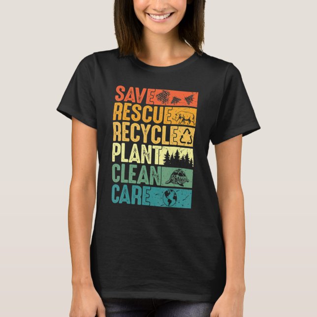 Spara Bes Rädding Animals Plant Träd Clean Seas Ca T Shirt (Framsida)
