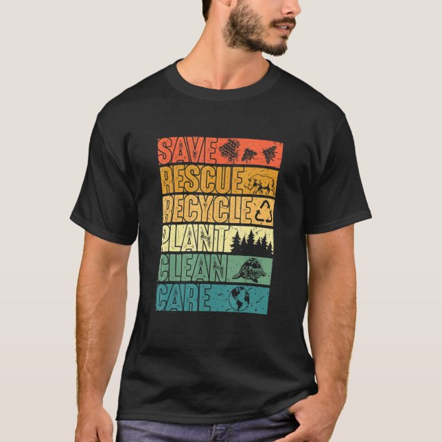 Spara Bes Rädding Animals Plant Träd Clean Seas Ca T Shirt (Framsida)