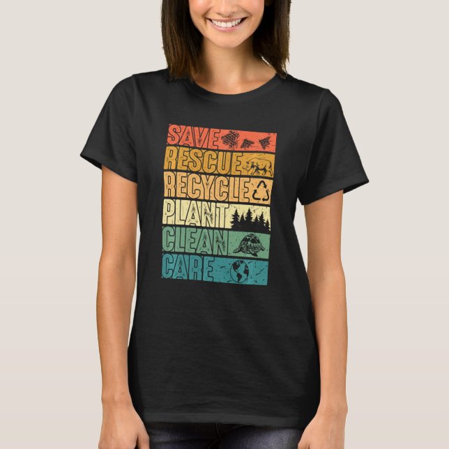 Spara Bes Rädding Animals Plant Träd Clean Seas Ca T Shirt (Framsida)