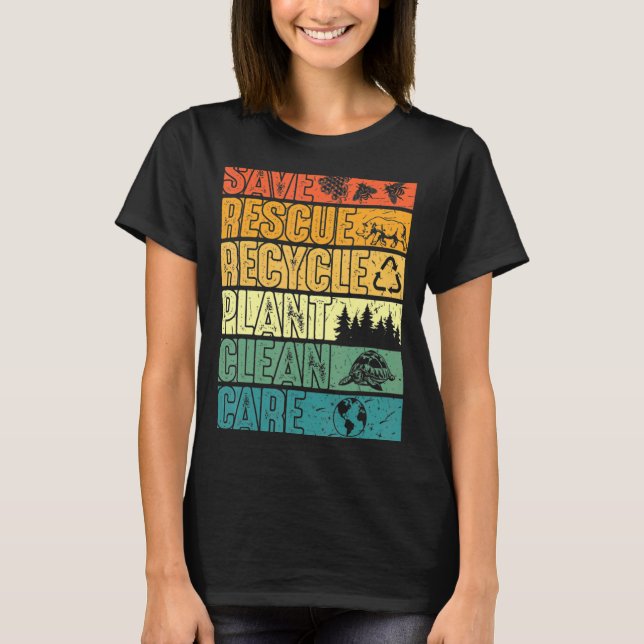 Spara Bes Rädding Animals Plant Träd Clean Seas Ca T Shirt (Framsida)