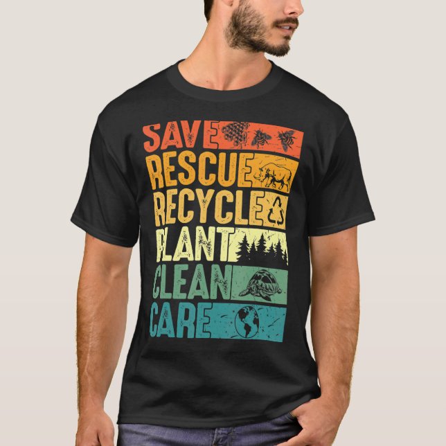 Spara Bes Rädding Animals Plant Träd Clean Seas Ca T Shirt (Framsida)