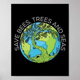 Spara bin Träd och havsrelaterade klimatförändring Poster