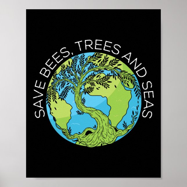 Spara bin Träd och havsrelaterade klimatförändring Poster (Framsidan)