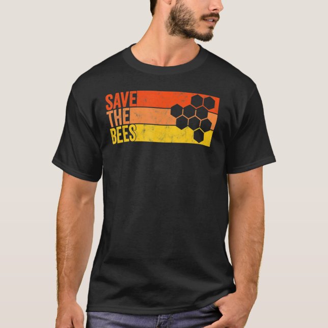 Spara Bina Bumblebee Retro Biodling 1 T Shirt (Framsida)