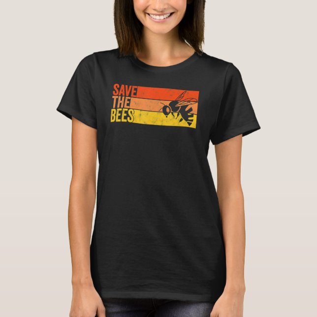 Spara Bina Bumblebee Retro Biodling T Shirt (Framsida)