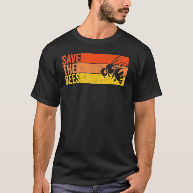 Spara Bina Bumblebee Retro Biodling T Shirt (Framsida)
