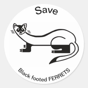 Spara Black-foted FERRETS - USA - Djurälskare Runt Klistermärke