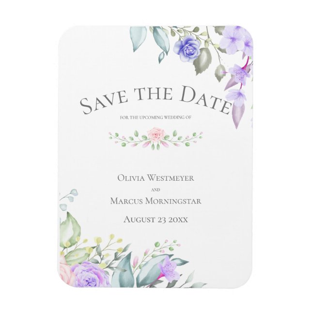 Spara Bleken Date Lilac och Rosa Flowers Magnet (Vertikal)