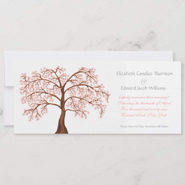 Spara Blommarna Sakura-meddelande om körsbärsdatum Inbjudningar (Framsida)