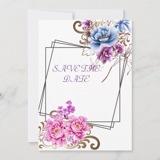 Spara Blommigten Dag Lila  Delight Bröllop Card Tack Kort (Framsida)