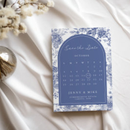 Spara Blommigten Date Toile Fransk Blue Garden Inbjudningar
