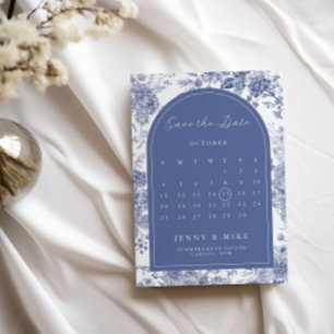 Spara Blommigten Date Toile Fransk Blue Garden Inbjudningar