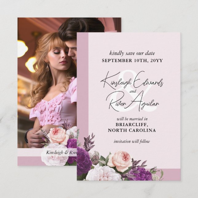 Spara Blommigten Dusty Mauve & Vintage Dusty (Fram/baksida)